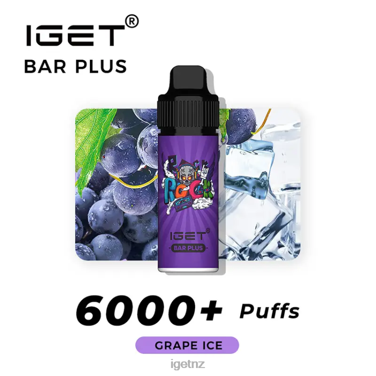 D6282374 Nicotine Free IGET Bar Plus Vape Kit - IGET Pods NZ Grape Ice