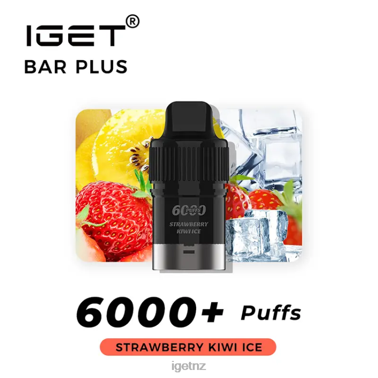 D6282376 Nicotine Free IGET Bar Plus Pod 6000 Puffs - IGET Store Strawberry Kiwi Ice