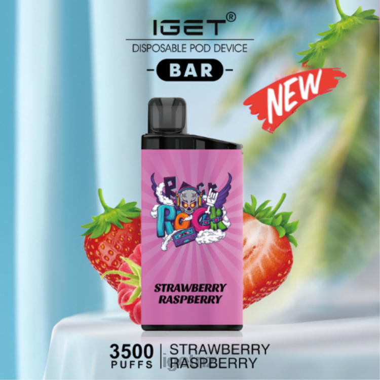 D6282596 IGET BAR - 3500 PUFFS - IGET NZ Flavours Strawberry Raspberry