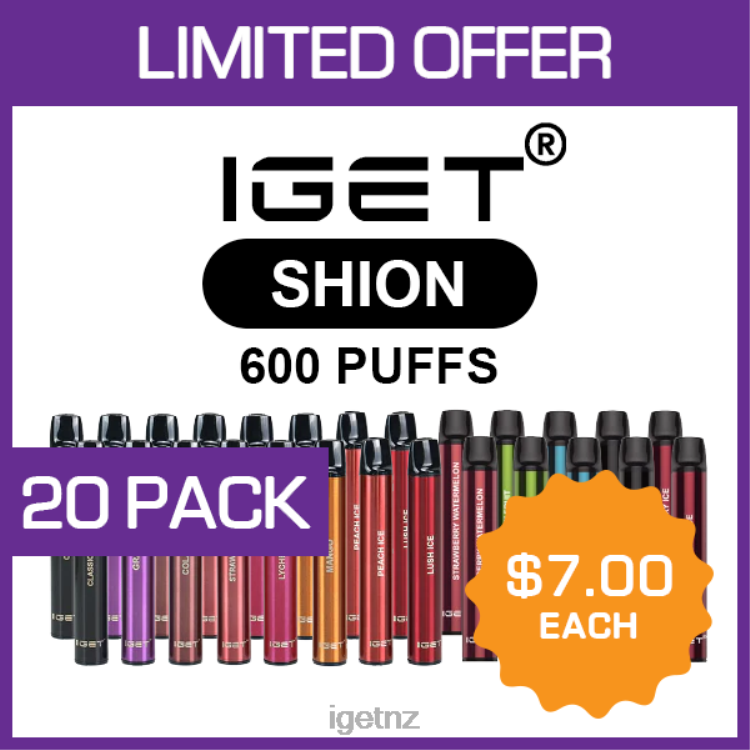 D6282506 IGET SHION - 600 PUFFS - 20 PACK - IGET NZ Flavours