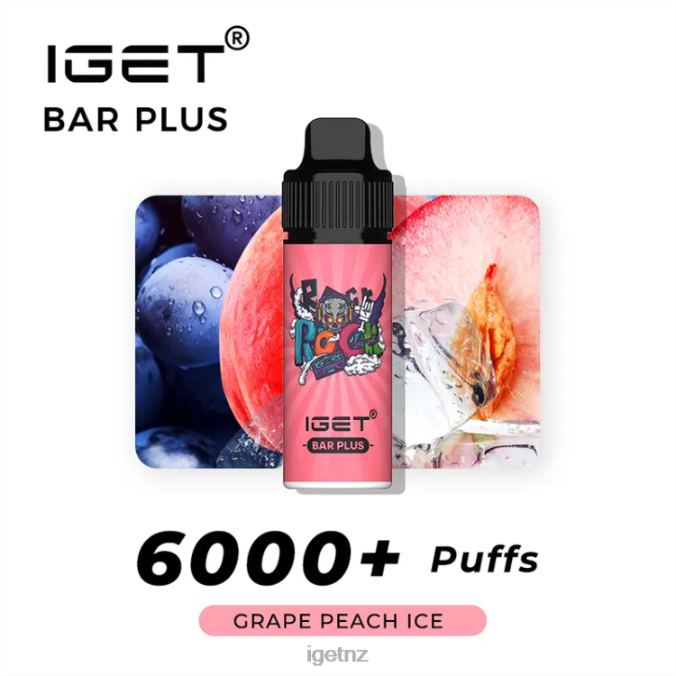 D6282590 IGET BAR PLUS - 6000 PUFFS - IGET Store Grape Peach Ice