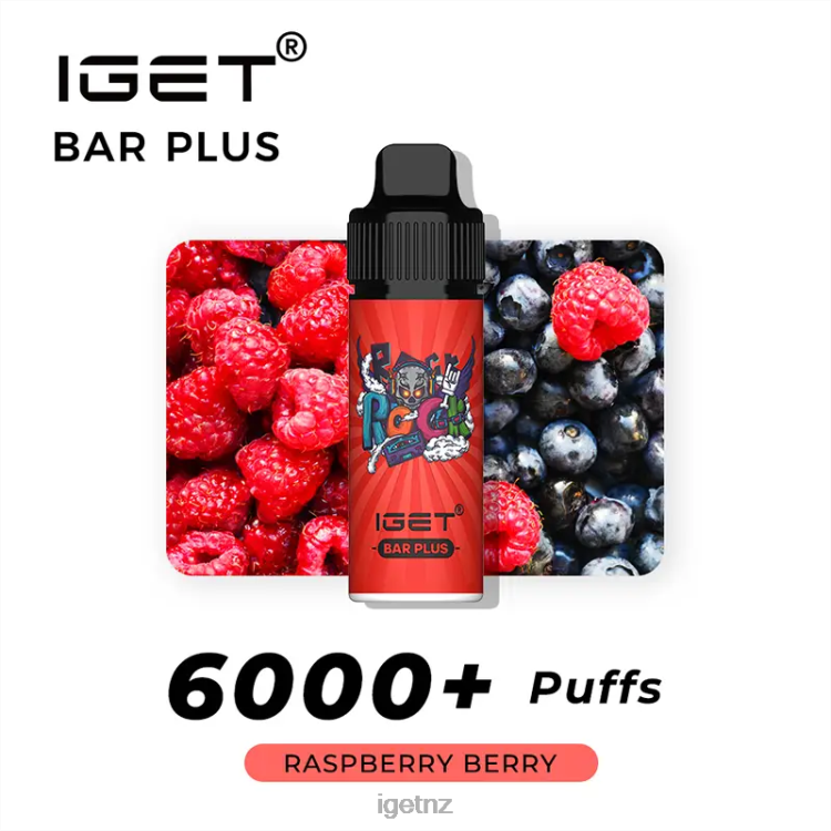 D6282249 IGET Bar Plus 6000 Puffs - IGET New Zealand Raspberry Berry