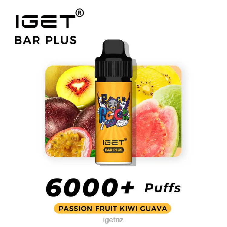 D6282251 IGET Bar Plus 6000 Puffs - IGET NZ Passion Fruit Kiwi Guava