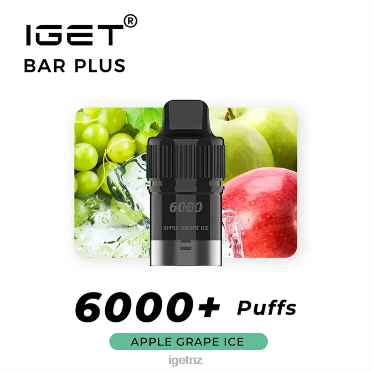 D6282253 IGET Bar Plus Pod 6000 Puffs - IGET Wholesale Nz Apple Grape Ice